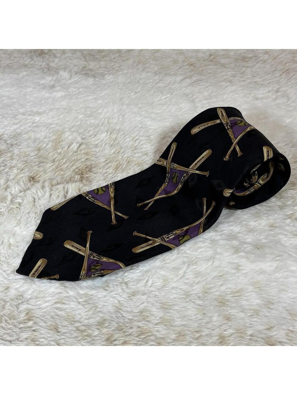 XMI Nordstrom Silk Tie Baseball Bats Novelty Black Made USA